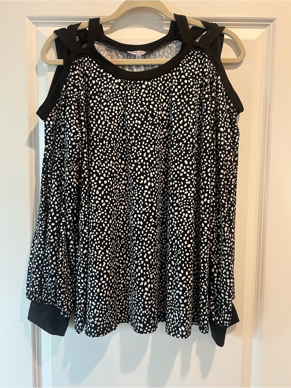 white birch Black and White Cold Shoulder Top